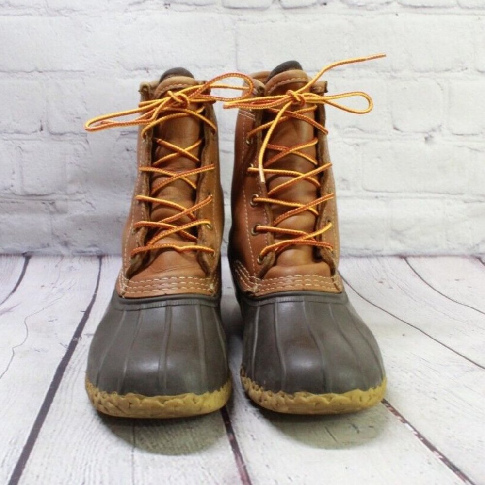 LL Bean 8 Inch WP Goretex Thinsulate Brown Leather Ankle Duck Boots Size 7 M - Picture 4 of 8